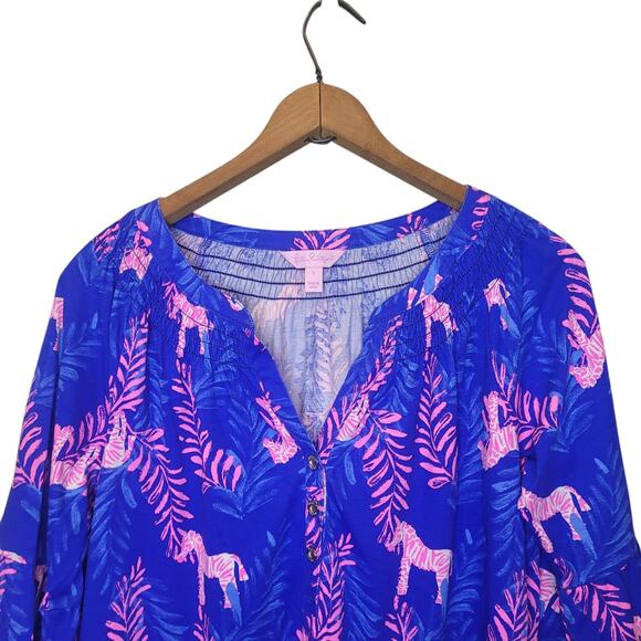 Lilly Pulitzer Teigen Tunic Dress in the Blue Dazzle Zebra Print Size Small - Picture 2 of 11